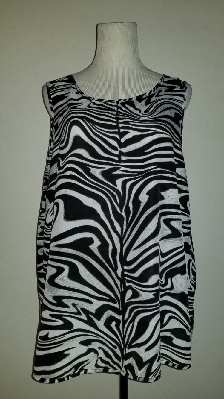 MICHAEL KORS SZ XL ANIMAL PRINT SHIRT BLACK & WHITE PRINT SLEEVELESS TANK 3445